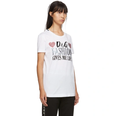 Shop Dolce & Gabbana Dolce And Gabbana White Fashion Gives Me Life T-shirt In W0800 White