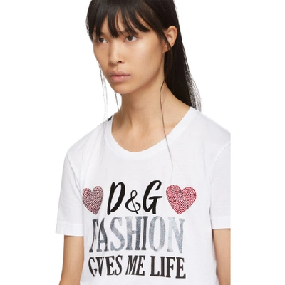 Shop Dolce & Gabbana Dolce And Gabbana White Fashion Gives Me Life T-shirt In W0800 White
