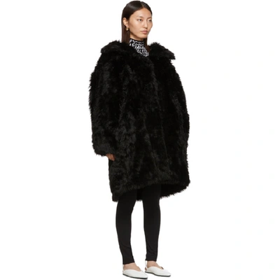 Shop Balenciaga Black Faux-fur Swing Coat In 1000 Blk