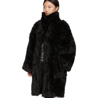 Shop Balenciaga Black Faux-fur Swing Coat In 1000 Blk