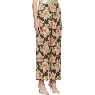 Shop Paco Rabanne Multicolor Satin Roses Trousers In Black Roses