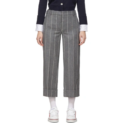Shop Thom Browne Grey Shadow Stripe Sack Trousers In 035 Med Gre