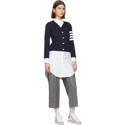 Shop Thom Browne Grey Shadow Stripe Sack Trousers In 035 Med Gre