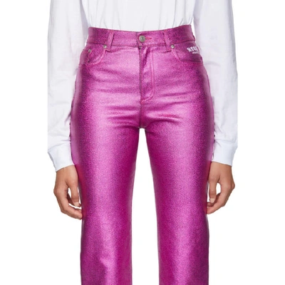 Shop Msgm Pink Metallic Jeans In 14 Fushia