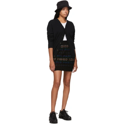 Shop Kenzo Black Wool All Over Logo Tube Miniskirt In Mu Multi