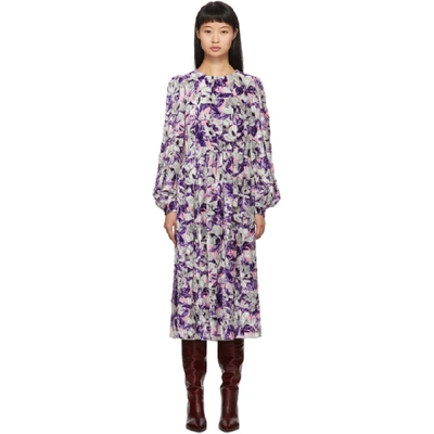 Shop Marc Jacobs Purple Blouson Sleeve Flair Dress In 651 Pink