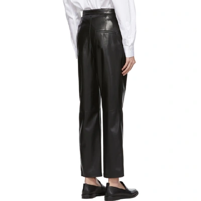 Shop Nanushka Black Vegan Leather Mitsu Cigarette Trousers