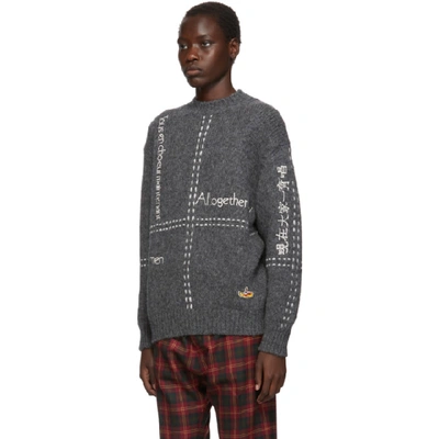 Shop Stella Mccartney Grey The Beatles Edition Alpaca Embroidered Sweater In 1262 Grey