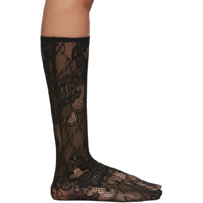 Shop Gucci Black Blossom Gg Socks In 1000 Black