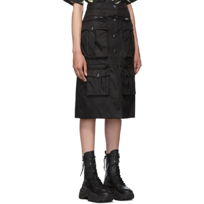 Shop Prada Black Nylon Gabardine Pencil Skirt