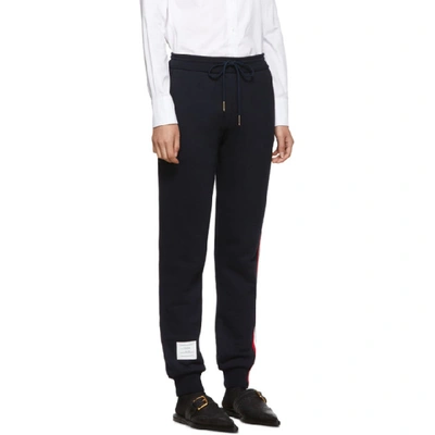 Shop Thom Browne Navy Classic Loopback Lounge Pants In 415 Navy