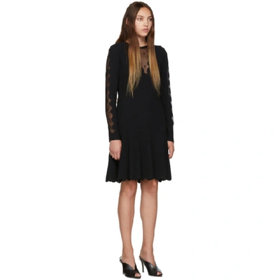 Shop Alexander Mcqueen Black Knit Ottoman Mini Dress In 1000 Black