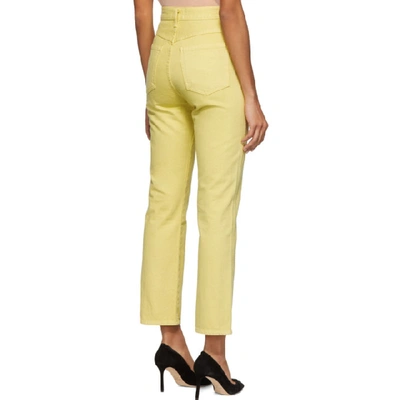 Shop Agolde Yellow Pinch Waist Hi Rise Kick Jeans In Lemon