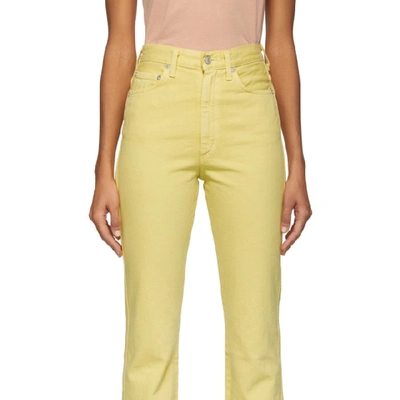 Shop Agolde Yellow Pinch Waist Hi Rise Kick Jeans In Lemon