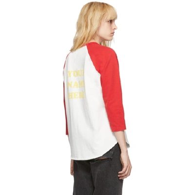 Shop Marc Jacobs Off-white And Red New York Magazine Edition The Baseball T-shirt Long Sleeve T-shirt In 100 White