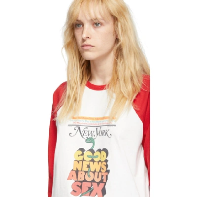 Shop Marc Jacobs Off-white And Red New York Magazine Edition The Baseball T-shirt Long Sleeve T-shirt In 100 White