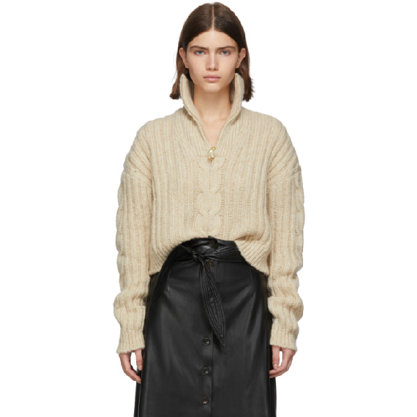nanushka pearl zip sweater