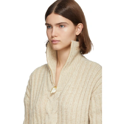 Shop Nanushka Beige Eria Zip-up Sweater