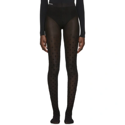 Shop Balenciaga Black All Over Bb Tights In 1000 Blk