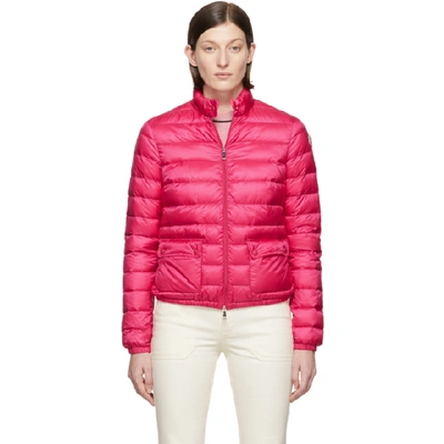 Shop Moncler Pink Down Lans Jacket In 562 Hot Pin