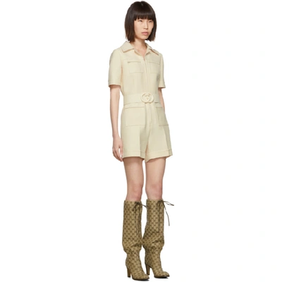 Shop Gucci Off-white Short Romper In 9205 Ivory