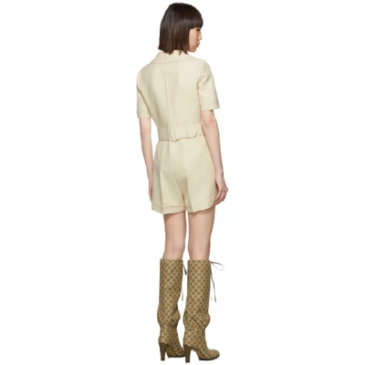 Shop Gucci Off-white Short Romper In 9205 Ivory