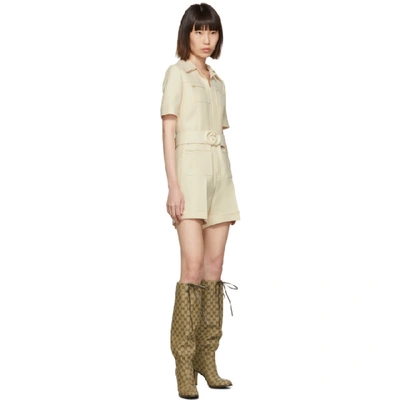 Shop Gucci Off-white Short Romper In 9205 Ivory