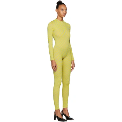 Shop Off-white Yellow Bubble Check Jumpsuit