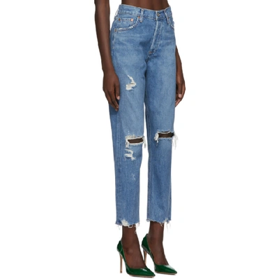 Shop Agolde Blue Organic Jamie Hi Rise Classic Jeans In Arrival