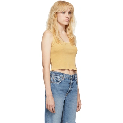 Shop Amo Yellow Rib Scallop Crop Tank Top