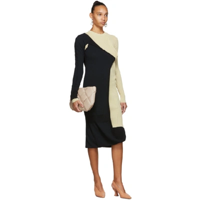 Shop Bottega Veneta Black And Beige Mohair Dress In 1128 Black