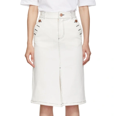 Shop See By Chloé See By Chloe White Denim Parade Skirt In 107 Milk
