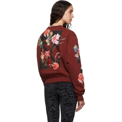 Shop Off-white Red Cropped Flowers Sweatshirt In Bordeaux/bl