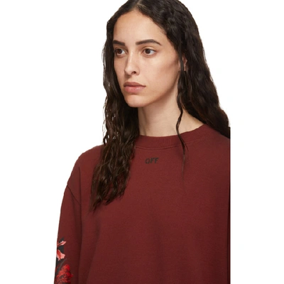 Shop Off-white Red Cropped Flowers Sweatshirt In Bordeaux/bl