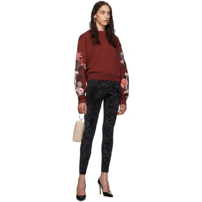 Shop Off-white Red Cropped Flowers Sweatshirt In Bordeaux/bl