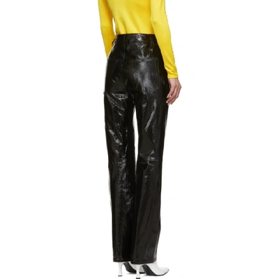 Shop Helmut Lang Black Patent Leather Trousers