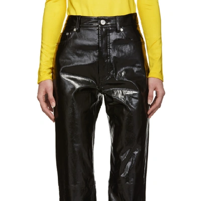 Shop Helmut Lang Black Patent Leather Trousers