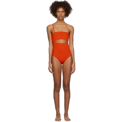 Shop Rudi Gernreich Orange Single Strap Hardware One-piece Swimsuit In Org Bitters