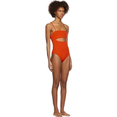 Shop Rudi Gernreich Orange Single Strap Hardware One-piece Swimsuit In Org Bitters