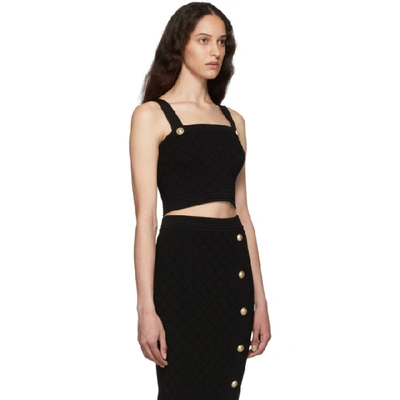 Shop Balmain Black Knit Crop Tank Top