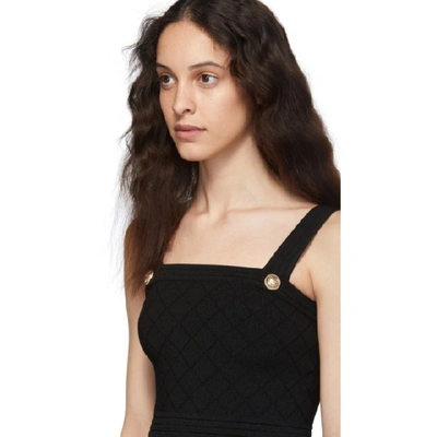 Shop Balmain Black Knit Crop Tank Top