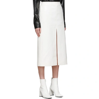 Shop We11 Done We11done White Faux-leather Snake Front Slit Skirt