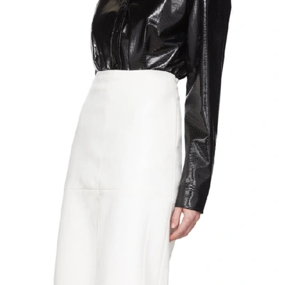 Shop We11 Done We11done White Faux-leather Snake Front Slit Skirt