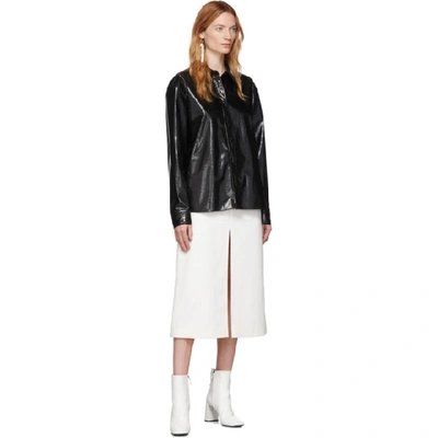 Shop We11 Done We11done White Faux-leather Snake Front Slit Skirt