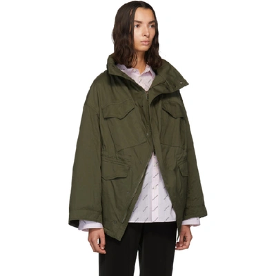 Balenciaga Swing Oversized Hooded Cotton-twill Jacket In Green | ModeSens