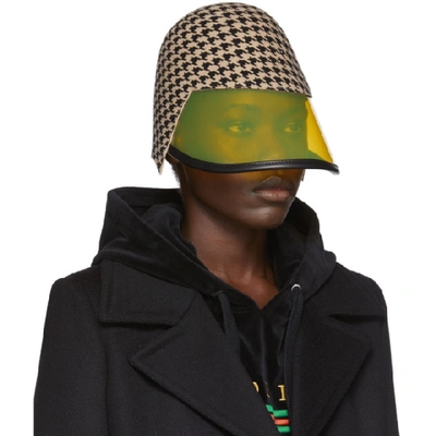 Shop Gucci Beige And Black Felt Visor Hat In 9775 Beige