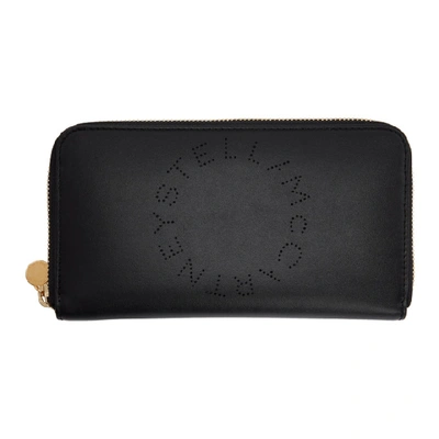 Shop Stella Mccartney Black Eco Soft Logo Zip Around Wallet In 1000 Black