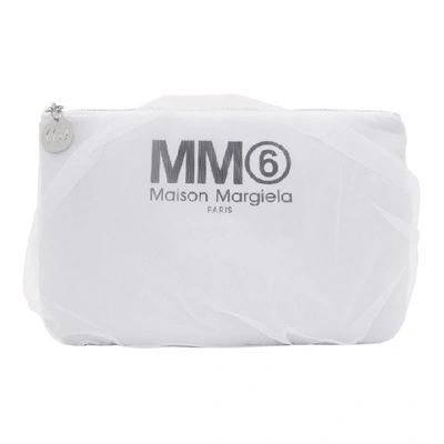 Shop Mm6 Maison Margiela White Tulle-covered Pouch In T1003 White