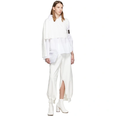 Shop Mm6 Maison Margiela White Tulle-covered Pouch In T1003 White