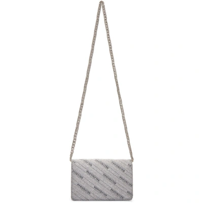 Shop Balenciaga Silver Shimmer Bb Wallet On Chain Bag In 8106 Silver
